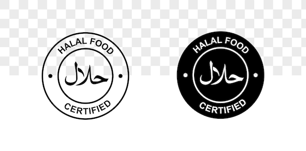 Vector gecertificeerd halal voedsel vector logo beste voor voedselverpakking islamitisch voedsel logo