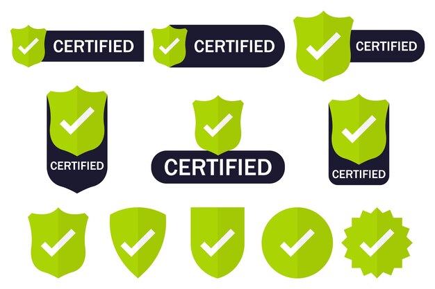 Gecertificeerd netwerk website stempel label. Vector illustratie collectie