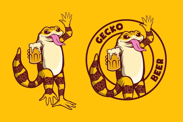 Gecko bier mascotte logo ontwerp