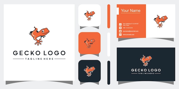 Gecko logo design inspiration vector icons Premium Vector