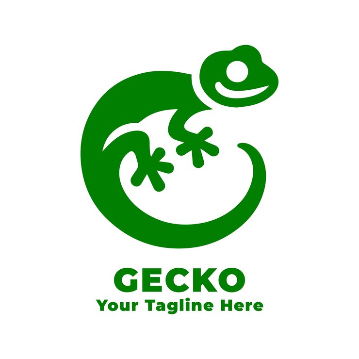 Vector gecko 로고 평평한 배경으로 간단한 디자인