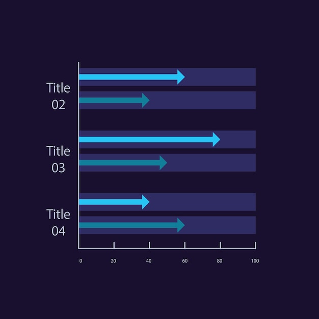 Geclusterde pijlen infographic grafiek ontwerpsjabloon voor donker thema