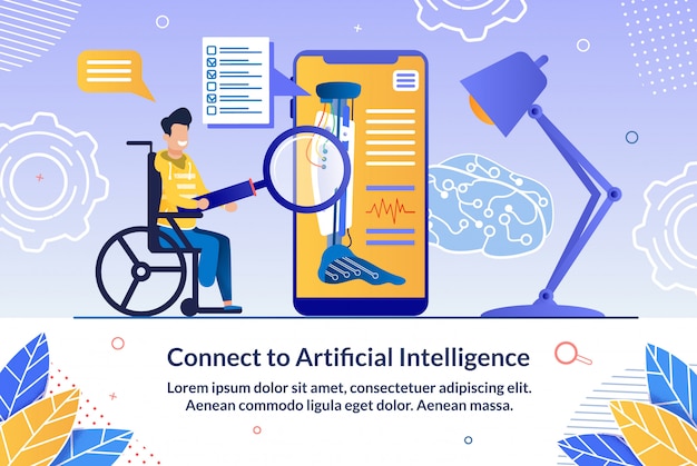 Gecontroleerd door AI Robotic Prosthesis Vector Banner
