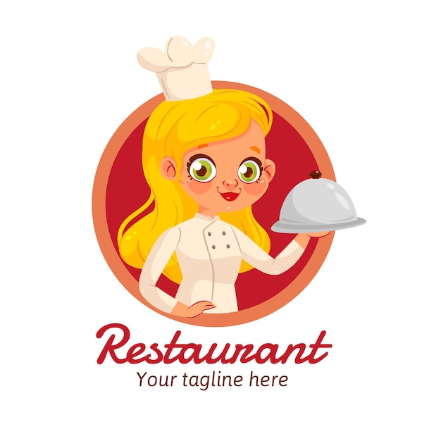 Gedetailleerd vrouw chef-kok logo