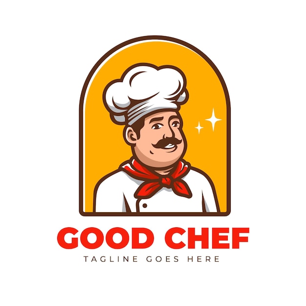 Gedetailleerde chef-kok logo sjabloon