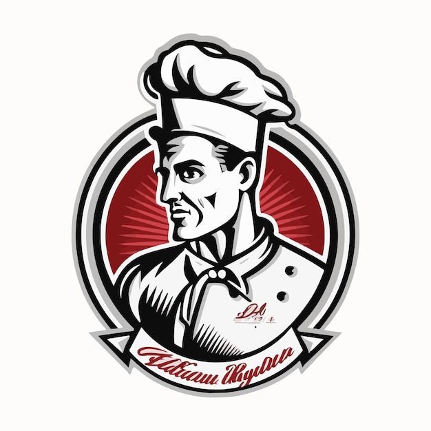 Gedetailleerde chef-kok logo sjabloon