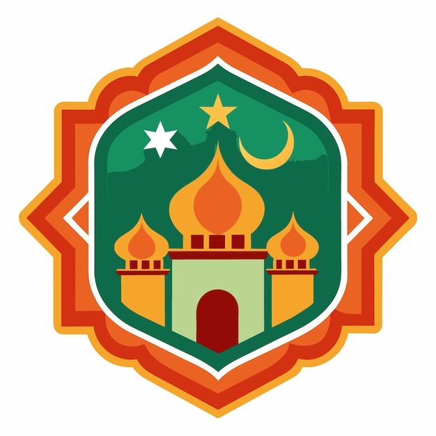 Gedetailleerde islamitische kunst vector met geometrische patronen witte achtergrond ideale badge of logo