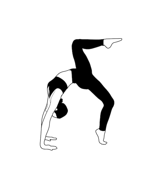 Gedetailleerde kleurrijke silhouet yoga vector illustratie Fitness Concept Gymnastiek