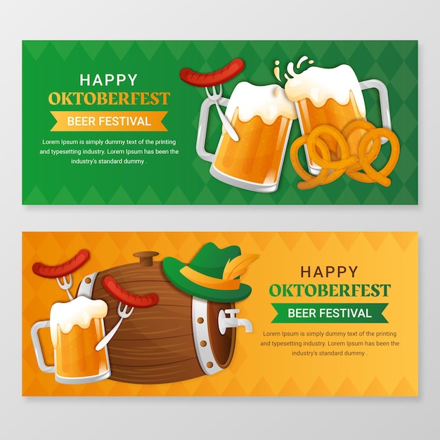 Gedetailleerde oktoberfest horizontale banners set