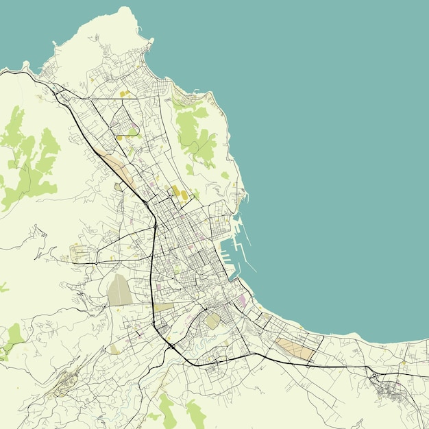 Gedetailleerde vector stadskaart van Palermo Italië