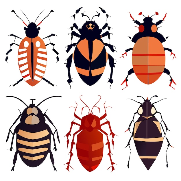 Vector gedetailleerde vectorillustraties van ingewikkelde insecten