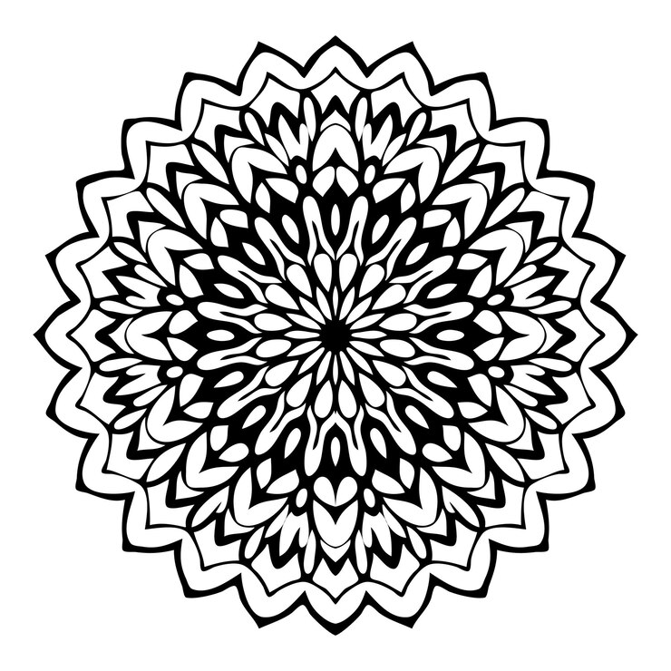 Vector gedetailleerde zwart-witte mandala bloem vector illustratie
