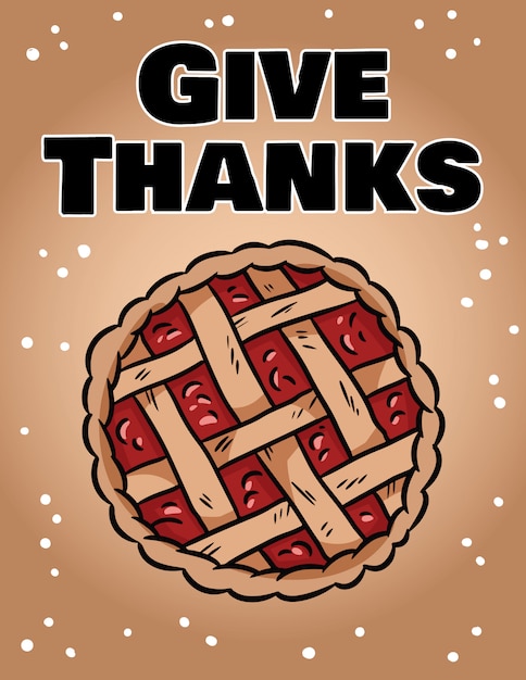 Geef dank leuke gezellige kaart met herfst taart. Hygge Thanksgiving