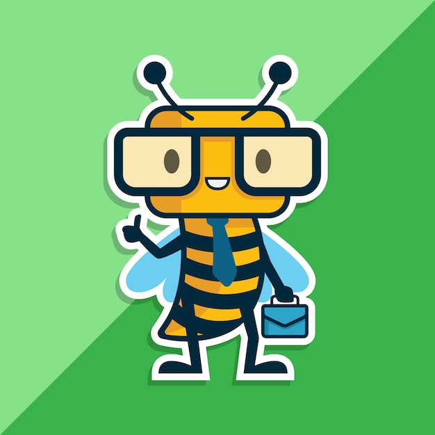 Geek bee logo character. mascot logo character. 