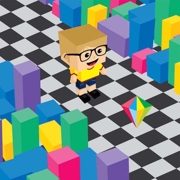 geek boy invasion video game asset isometrisch