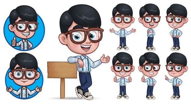 Geek Boy Mascot Character Collection