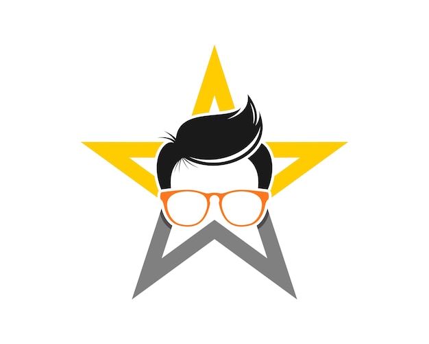 Vector geek boy in star outline logo