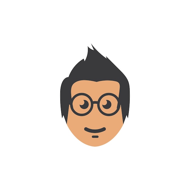 Geek jongen pictogram vector illustratie ontwerpsjabloon