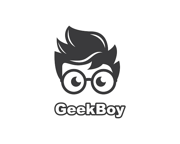 Geek jongen pictogram vector illustratie ontwerpsjabloon