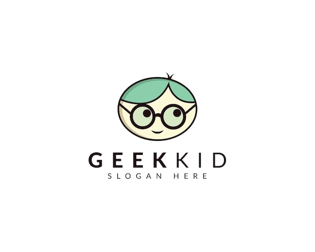 Geek kid faccia logo