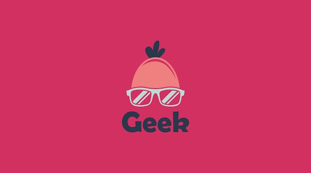 Geek logo design concept vector geek logo sjabloon in egale kleur ontwerpstijl