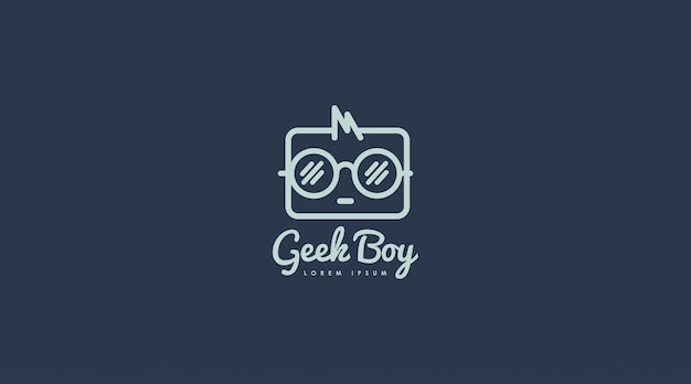 Geek logo design concept modello di logo geek vettoriale in stile design a colori piatti