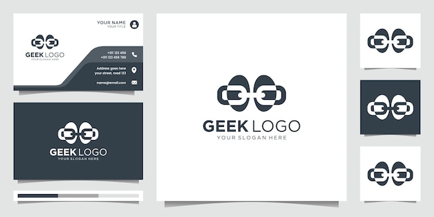 Вдохновение логотипа гика со стилем слепого концептуального дизайна, уникальной цепочкой логотипов гика, современной концепцией