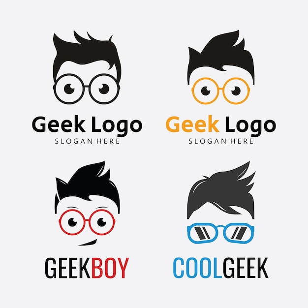 Vector geek logo template vector illustration