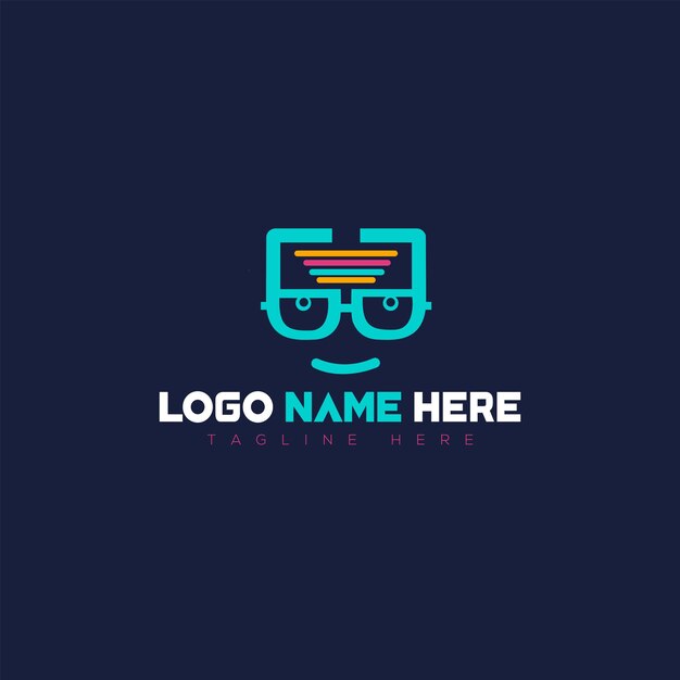 Vector geek logo with codes teal color icon on dark blue background