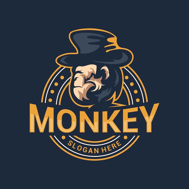 Vector geek monkey mascot vector logo illustration