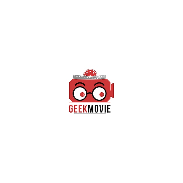 Geek Movie Camera With Eyeglasses Logo