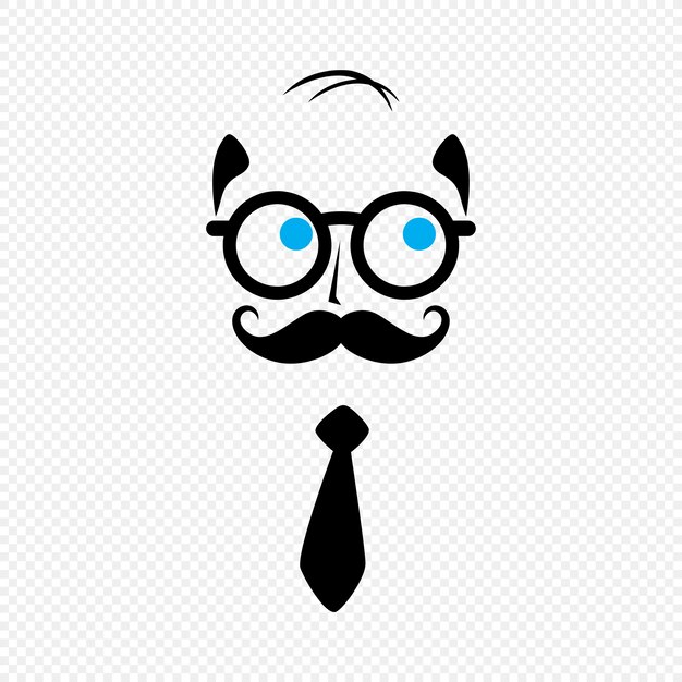 Vector geek nerd guy with mustache