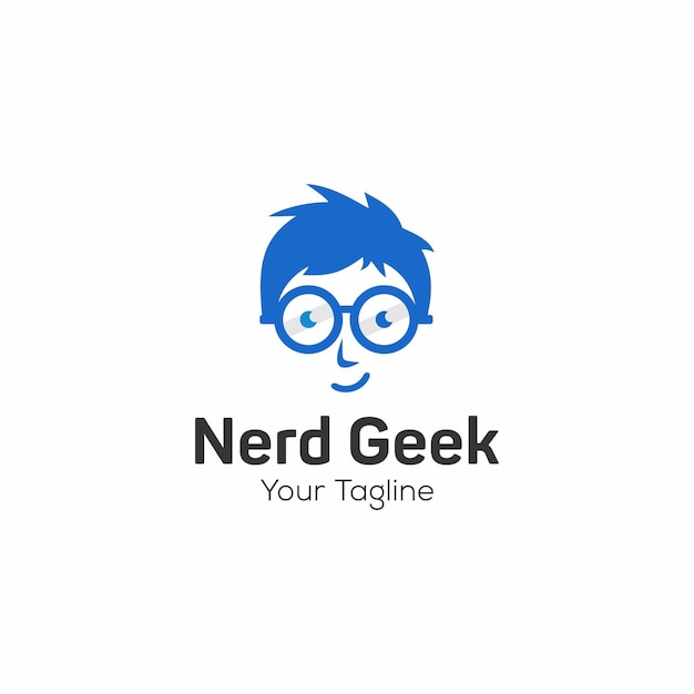 Vector geek and nerd logo character vector template