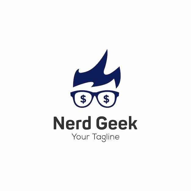 Vettore modello vettoriale del carattere del logo geek e nerd