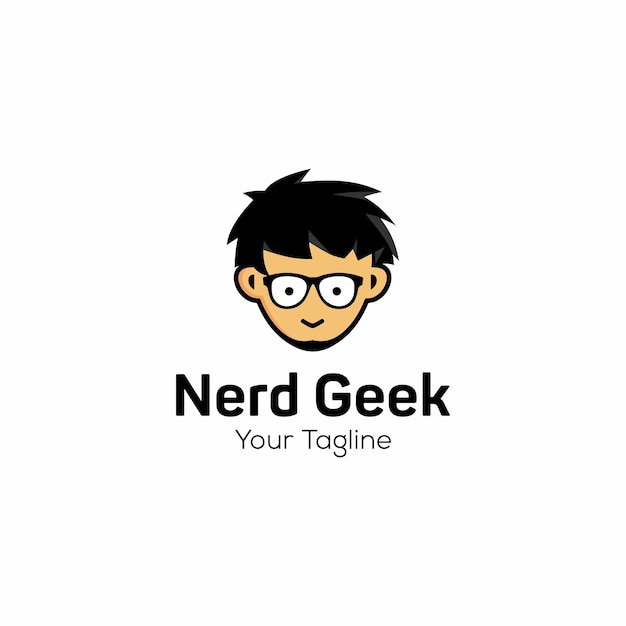 Vector geek and nerd logo character vector template