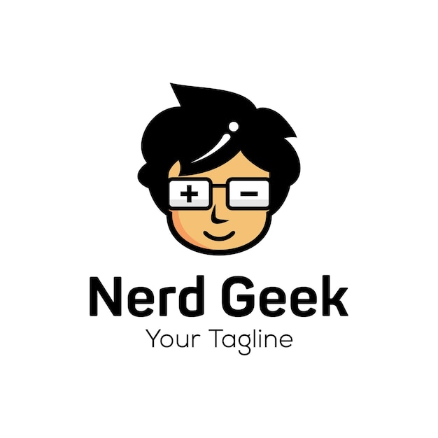 Vector geek and nerd logo character vector template