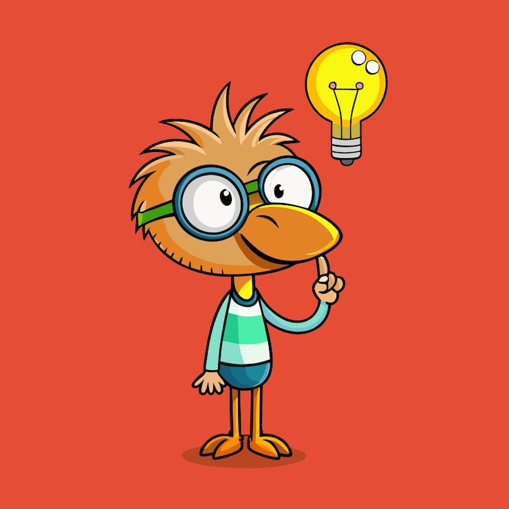 Vector geek ostrich thinking an idea