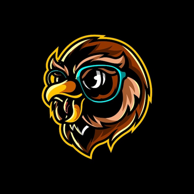 Geek Owl Head Mascot Logo