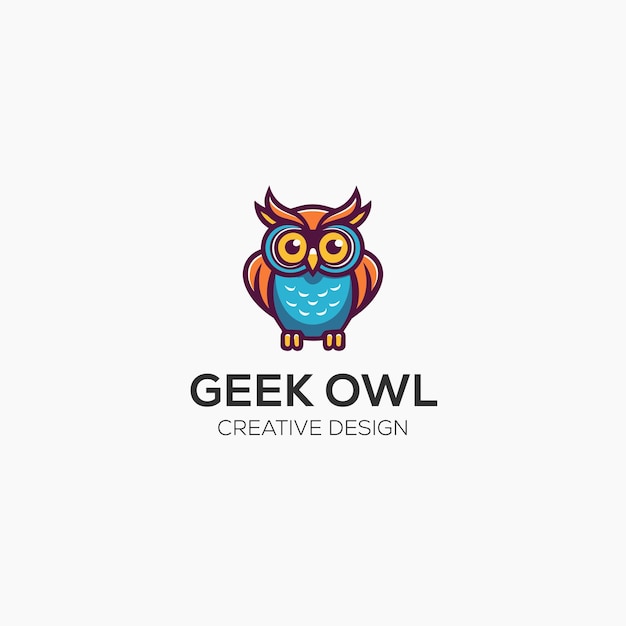 Premium Vector | Geek owl logo design