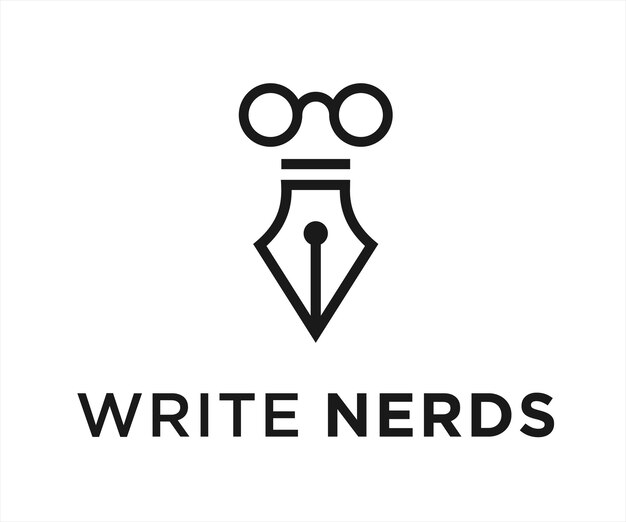 Vector geek pen logo design vector illustration