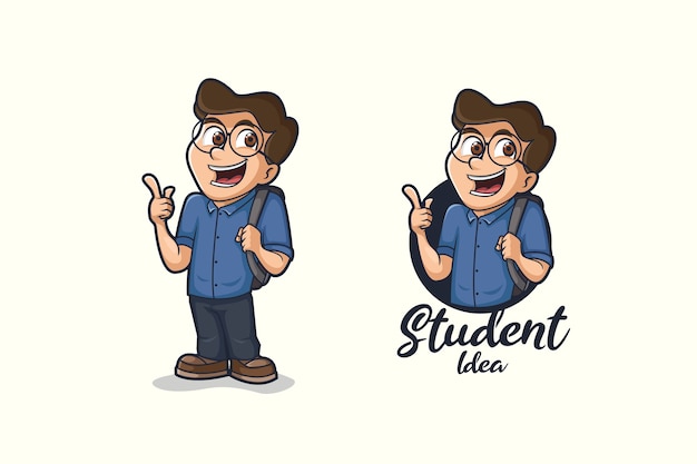 Geek Student Cartoon Logo