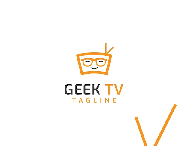 Geek TV logo sjabloon TV en gezicht concept