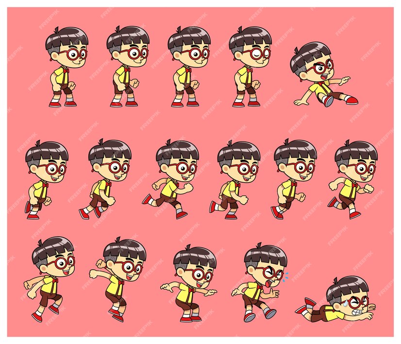 Premium Vector | Geeky boy game sprites