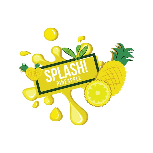 Geel ananas Fruit vers Splash Juice drankje Square Label
