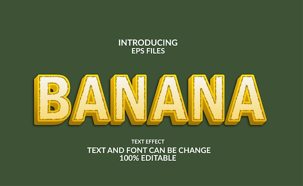 geel bananenfruit bewerkbaar tekst- en lettertype-effect.
