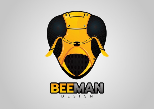 Geel bee robot logo ontwerp