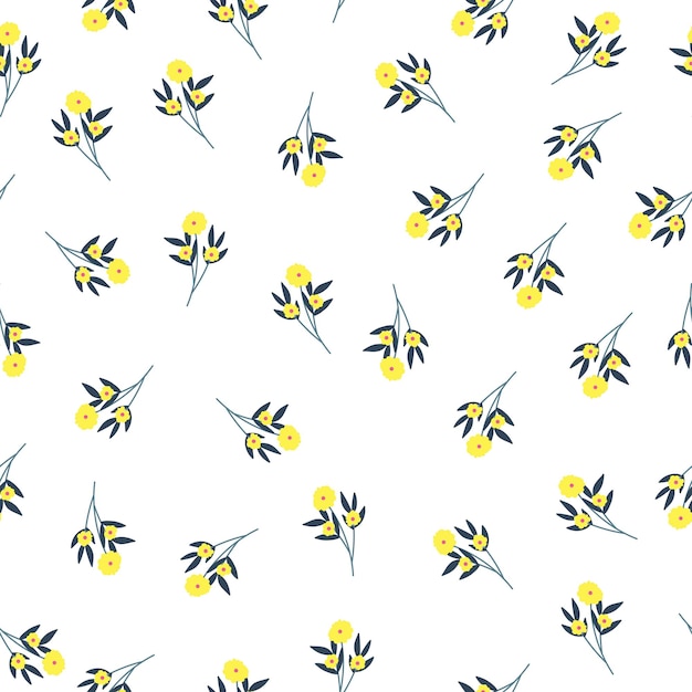 Vector geel bloemen naadloos patroon