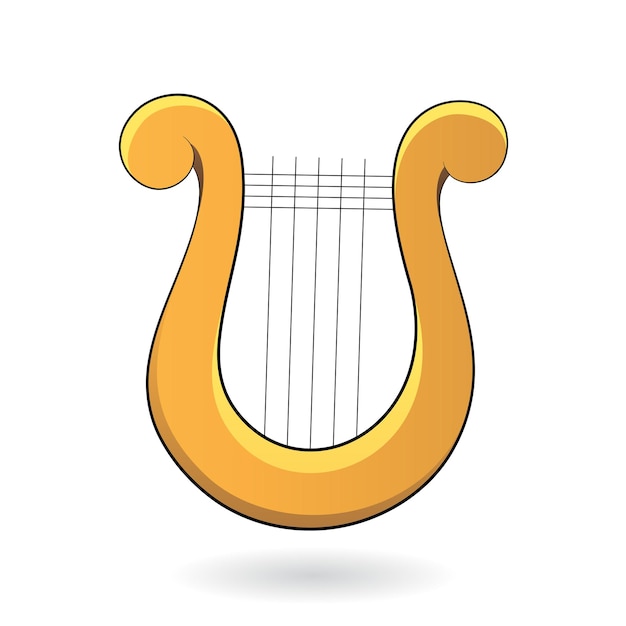 Geel Cartoon Harp Icoon