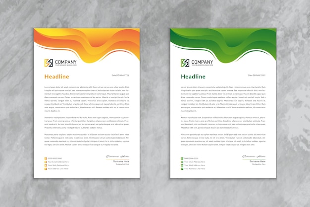 Geel en groen verloop Corporate Abstract Geel Modern Briefpapier Template