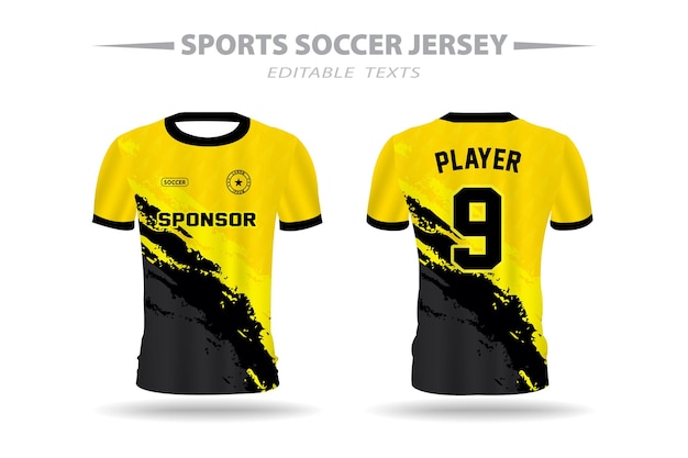 Geel en zwart voetbal Jersey ontwerpsjabloon om af te drukken